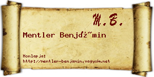 Mentler Benjámin névjegykártya